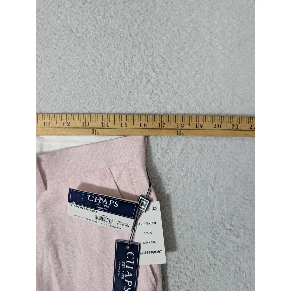 NEW! Chaps‎ Mens Pink Linen Rayon Dress Pants 32Wx30L Flat Front PAVIPIBX0001